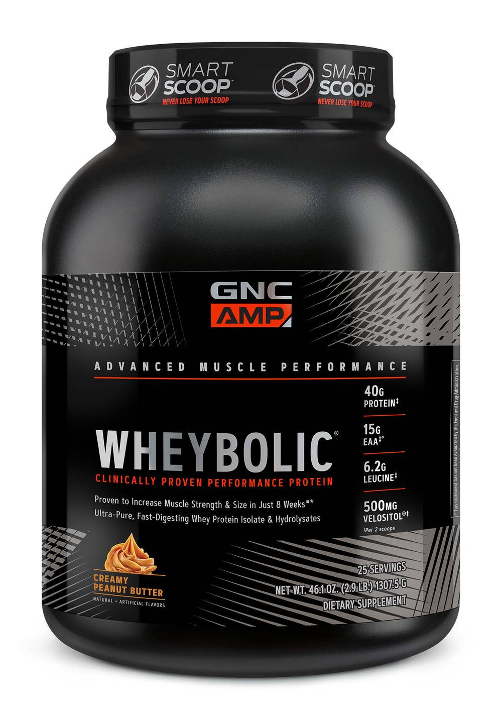 GNC Amp Wheybolic Muscle Performance Protein Powder, Creamy Peanut Butter (2.9 lbs)