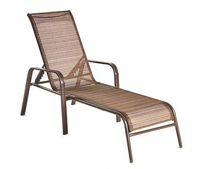 Doral Brown Sling Fabric Stacking Outdoor Lounge Chaise