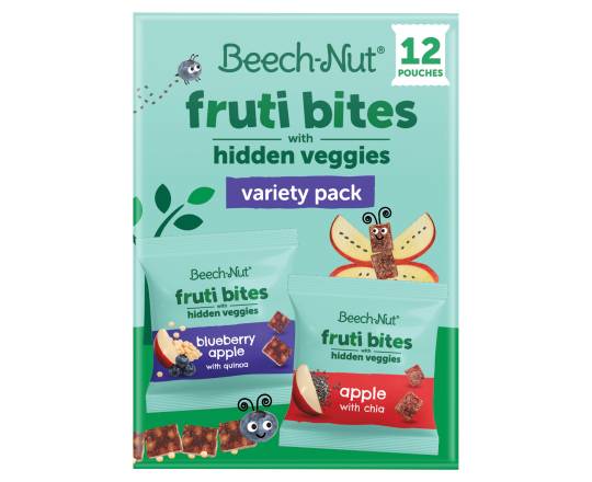 Beech-Nut Fruti Bites With Hidden Veggies Snack, Blueberry- Apple (7.6 oz, 12 ct)