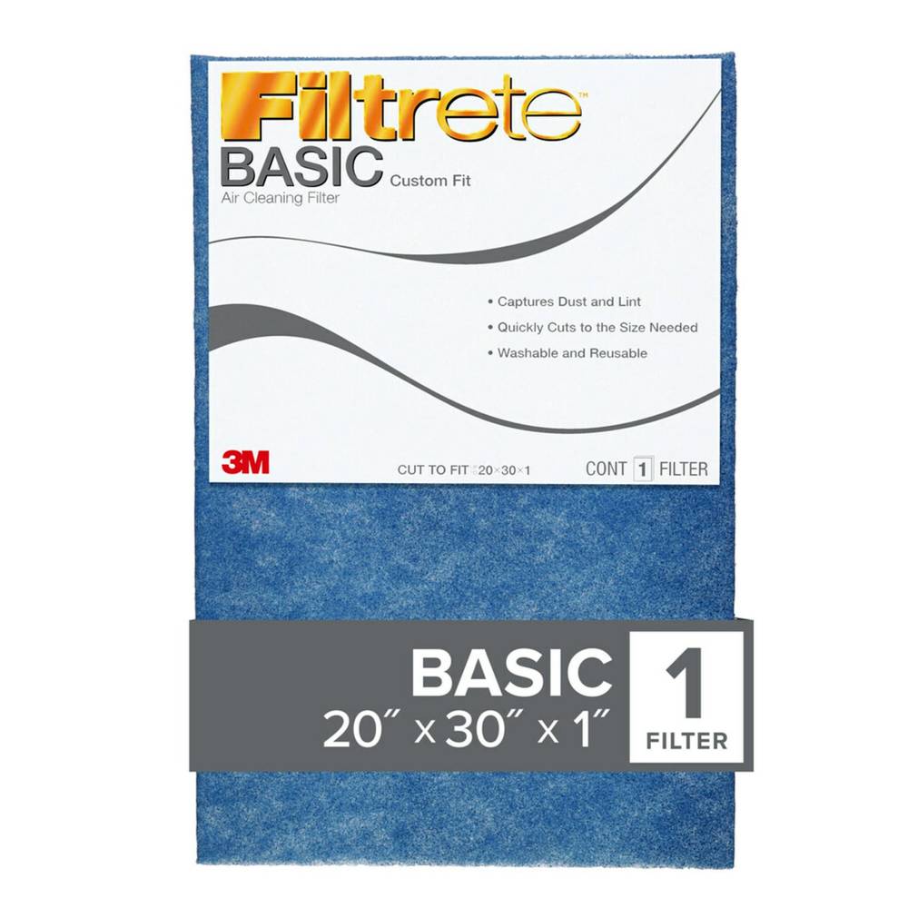 Filtrete 20-in W x 30-in L x 1-in Washable MERV 1 Basic Cut to Fit Adjustable Air Filter | LOWESCTF-12