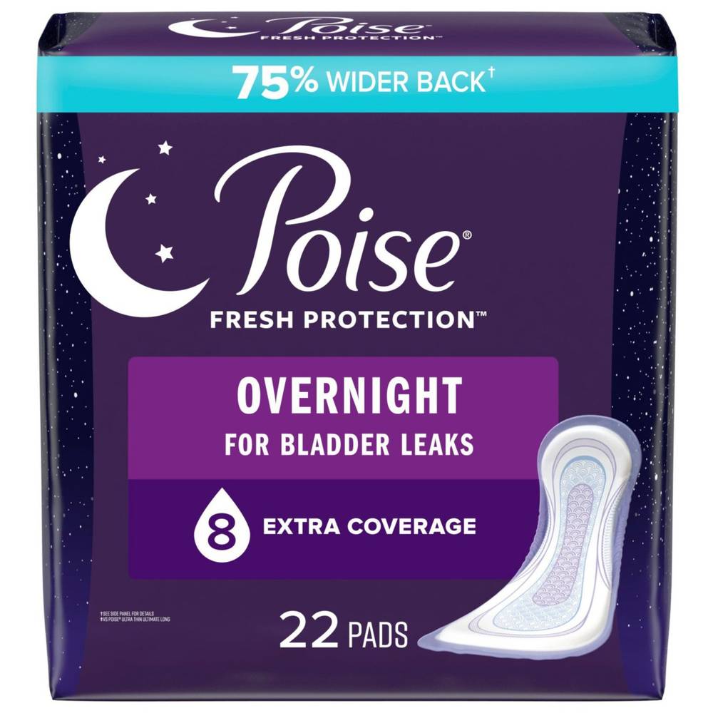 Poise Overnight Incontinence Pads For Women Ultimate Absorbency, 24 Ct