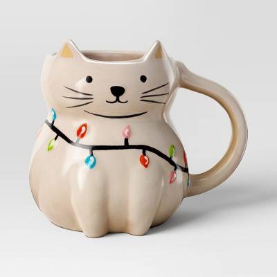 Wondershop 16Oz Stoneware Figural Christmas Cat Mug