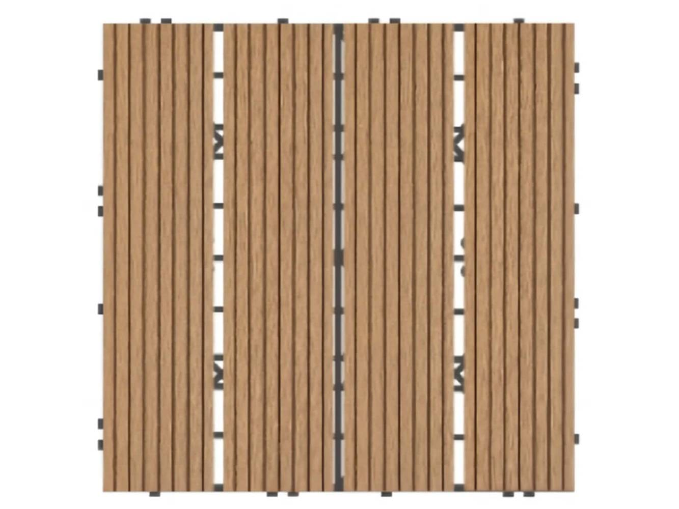 10-Pack Teak Prefinished Pressure Treated Composite Deck Tile | JE-D1