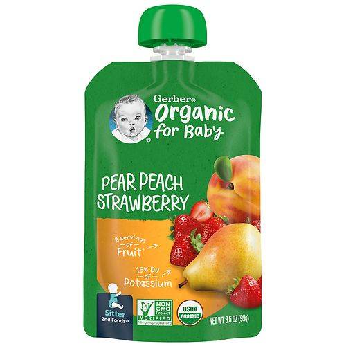 Gerber Organic for Baby Food Pear Peach Strawberry - 3.5 oz