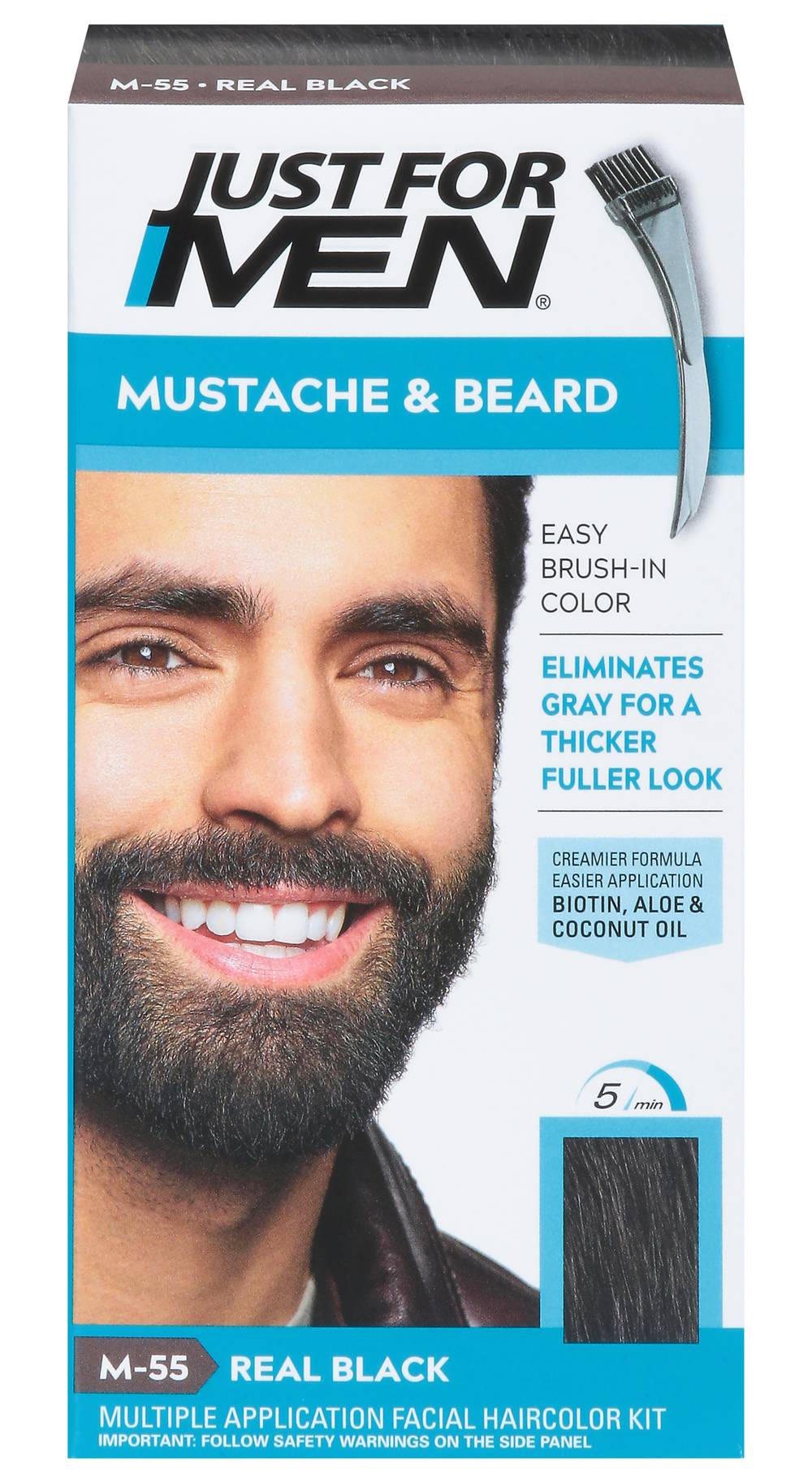 Just For Men Mustache & Beard Hair Color, M-55 Real Black (3.2 oz)