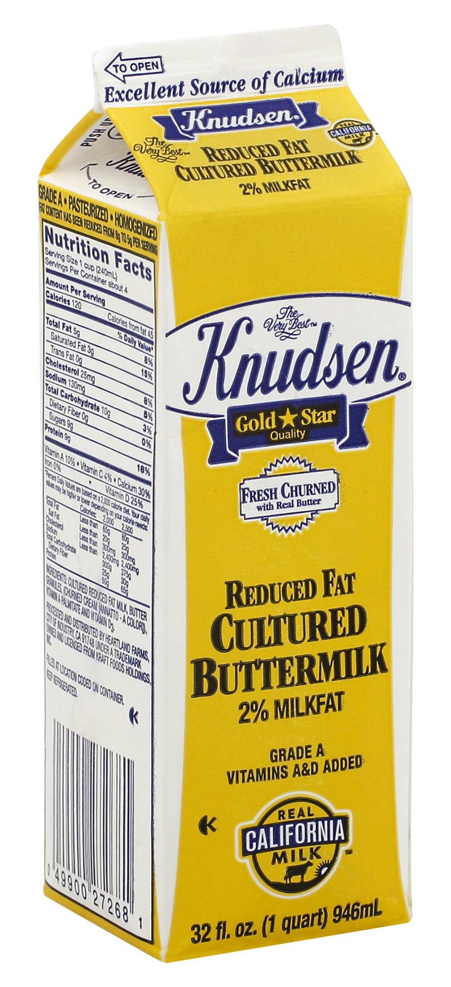 Knudsen 2% Milkfat Cultured Buttermilk (32 fl oz)