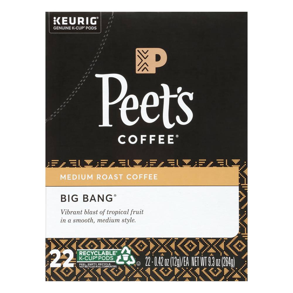 Peet's Coffee Big Bang Medium Roast Coffee K-Cup Pods (9.3 oz)