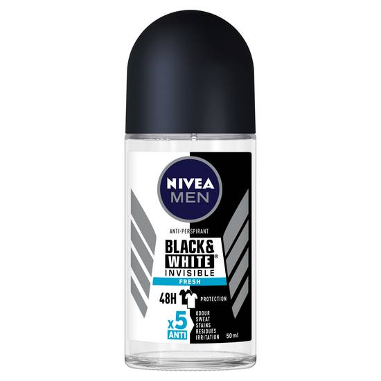 Nivea Men Invisible Black & White Fresh Roll on Antiperspirant Deodorant 50ml