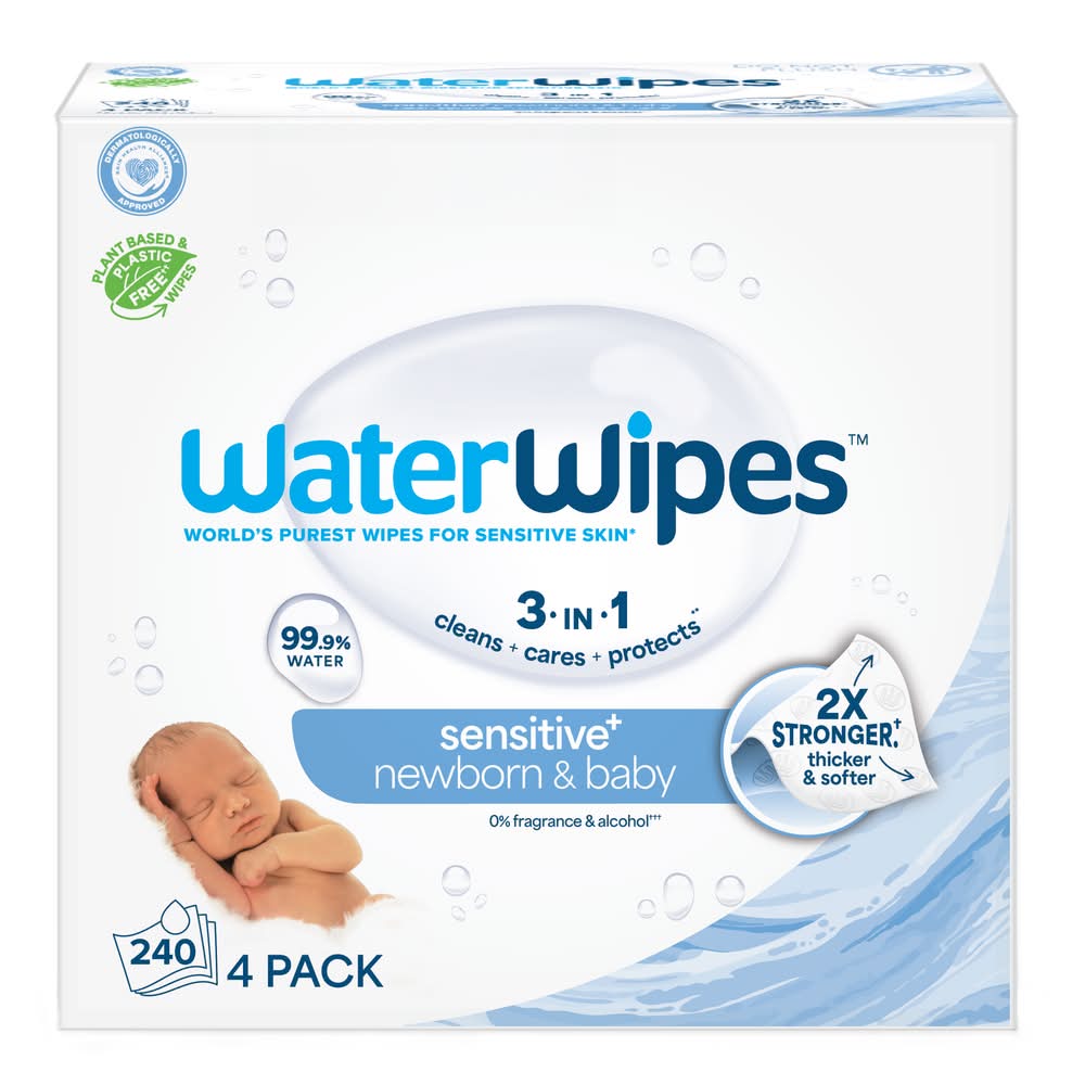 WaterWipes Sensitive Disposable Baby Wipes (4 x 60 ct)