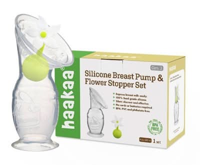 Haakaa Silicone Breast Pump and Flower Stopper Set