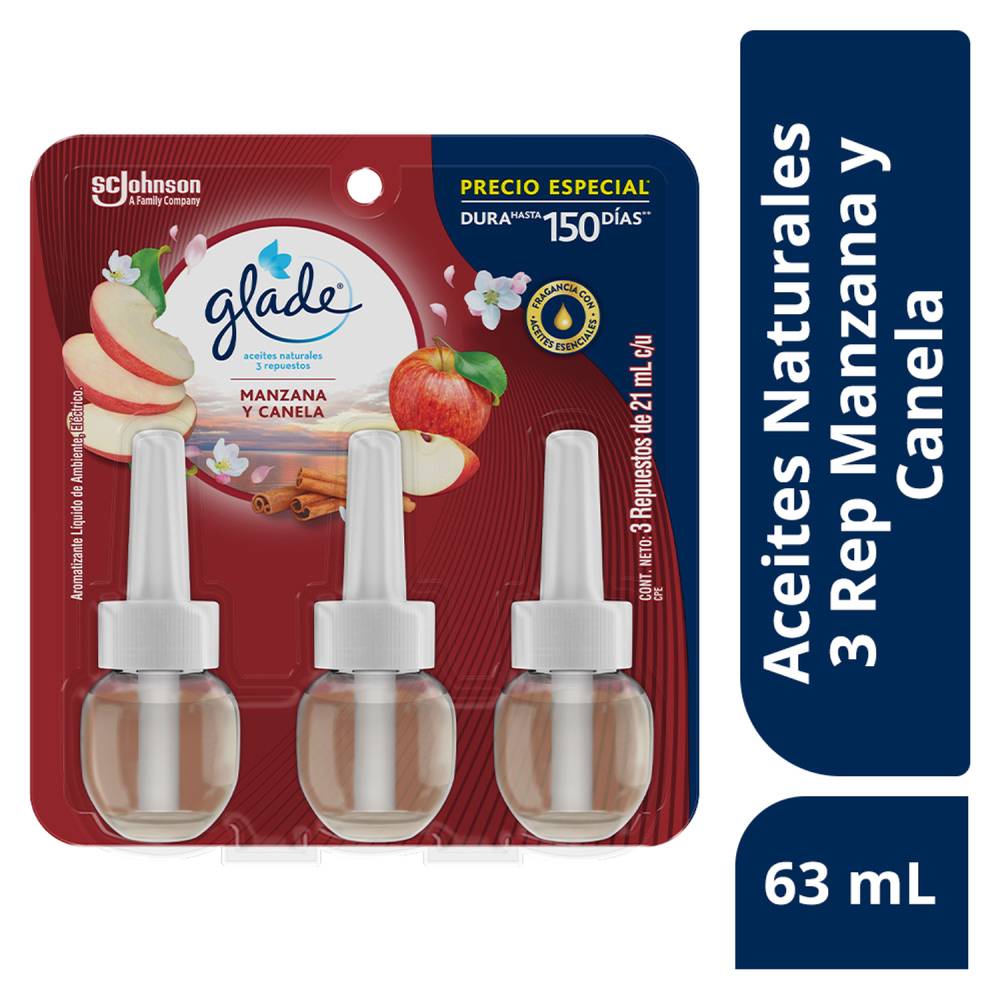 Glade repuesto aromatizante manzana y canela (pack 3 x 21 ml)