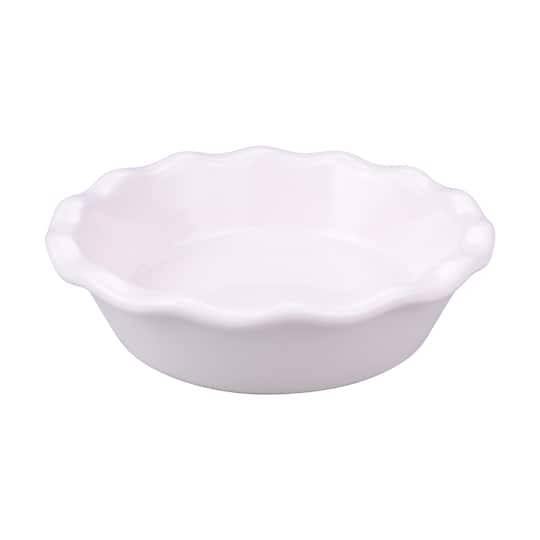 Celebrate It Mini Cream Ceramic Pie Plate, White