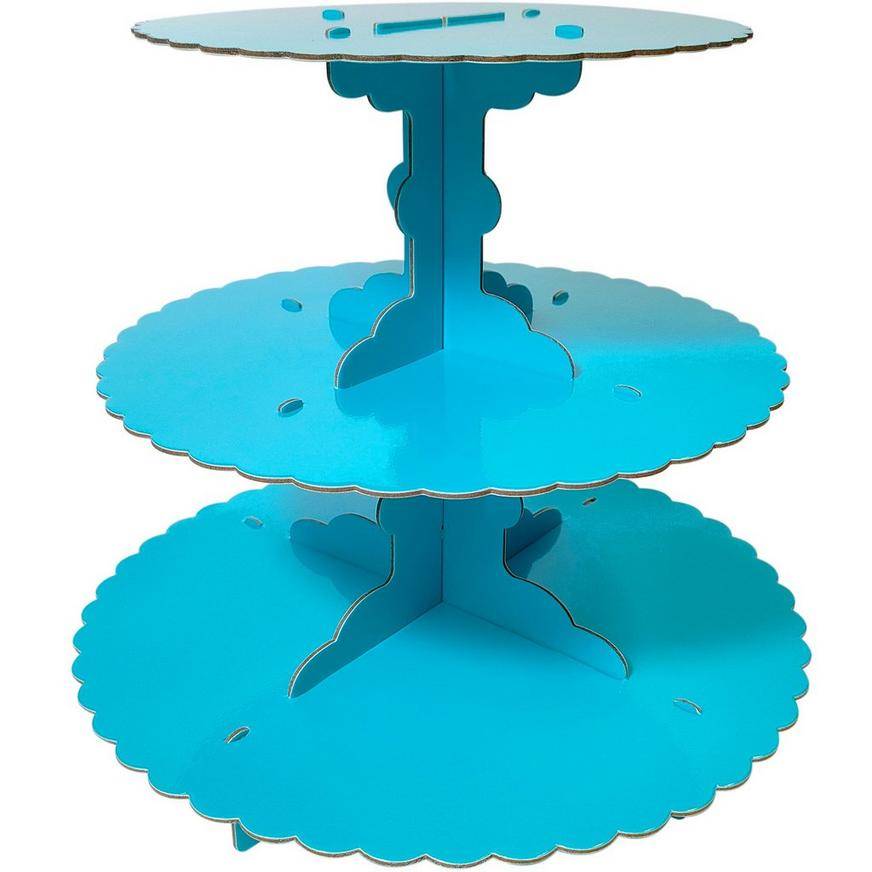 Party City Caribbean 3 Tiered Cardboard Cupcake Stand (unisex/11.5in x 11.75in/blue)