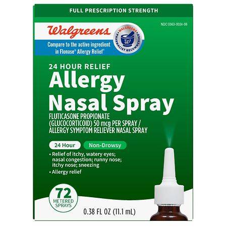 Walgreens 24 Hour Allergy Relief, Fluticasone Propionate Nasal Spray, Non-Drowsy - 11.1 ML
