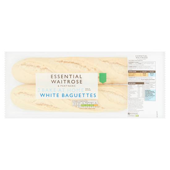 Essential Waitrose Bake At Home White Baguettes (2 ct)