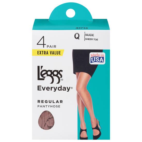 L'eggs Everyday Regular Pantyhose Extra Value (size q/nude sheer toe)