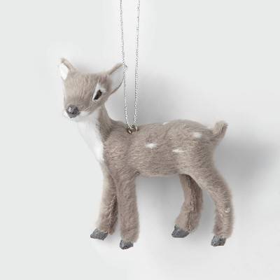 Wondershop Faux Fur Fawn Christmas Tree Ornament, 3.5 Inches, Grey