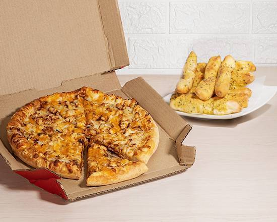 Pizza Familiar BBQ Chicken+PalosdeAjo