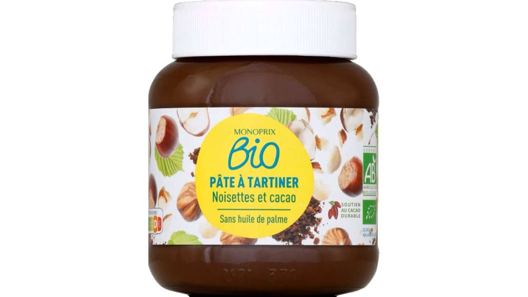 Monoprix Bio Pâte à tartiner noisettes et cacao bio, sans huile de palme Le pot de 400g