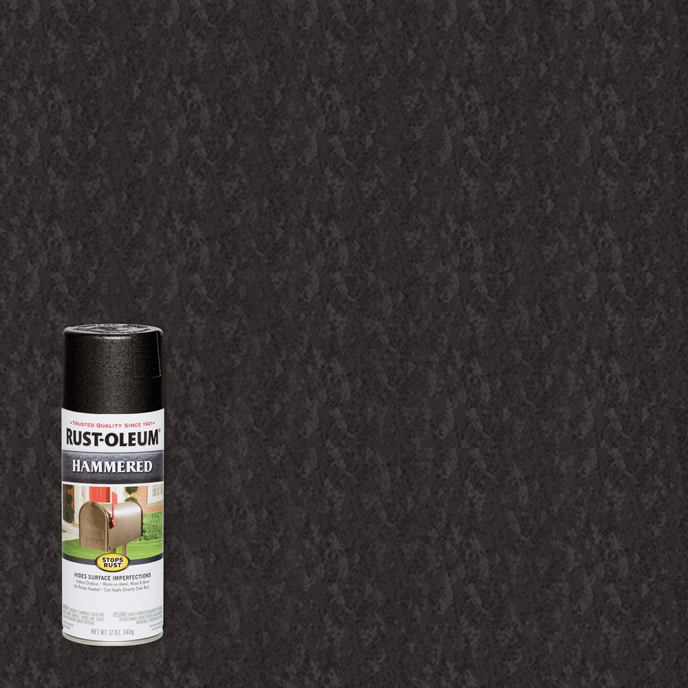 Rust-Oleum Stops Rust Gloss Black Hammered Spray Paint (NET WT. 12-oz) | 7215830