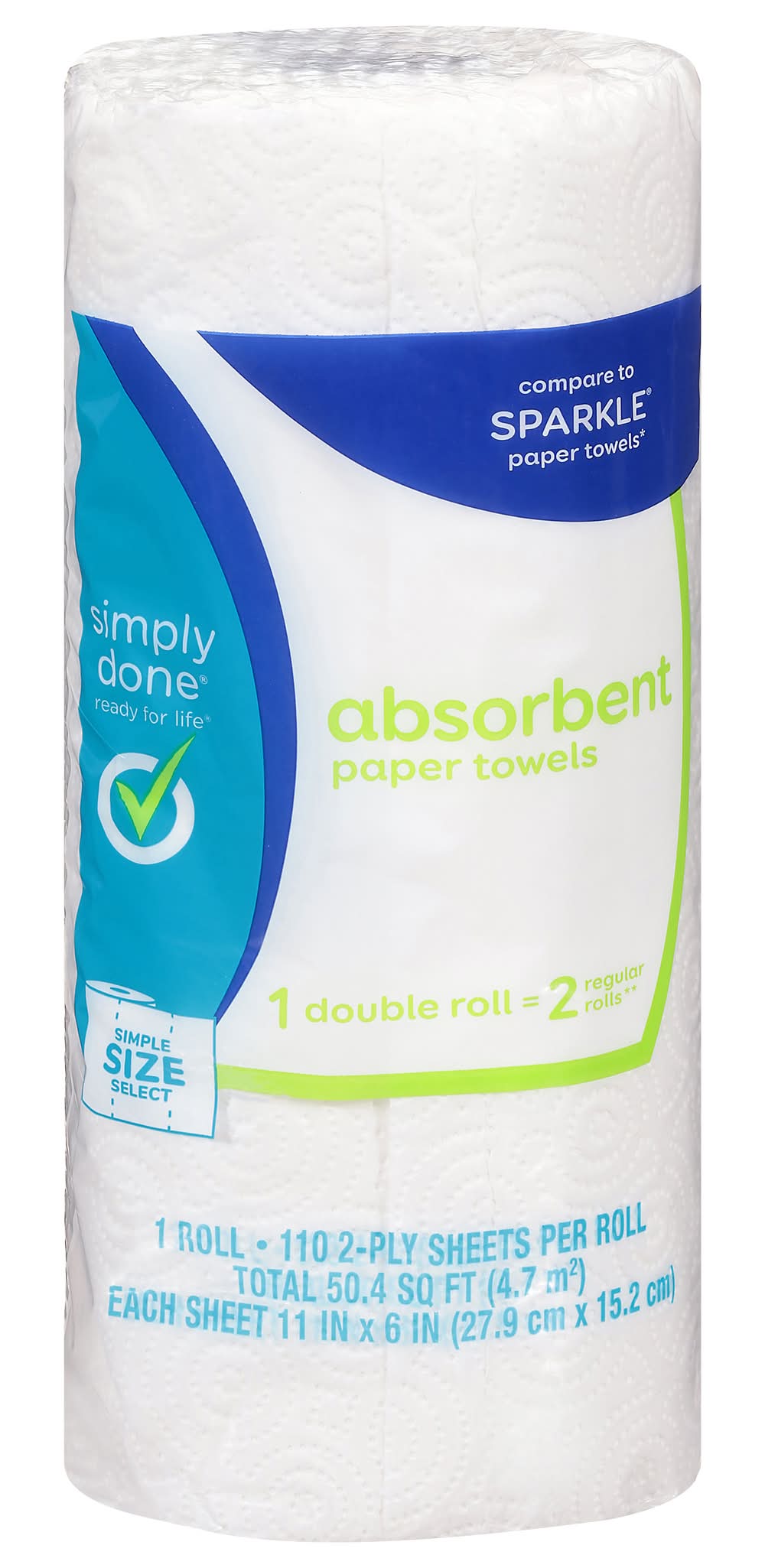 Simply Done Absorbent 2 Ply Paper Towels, 11X5.5 in