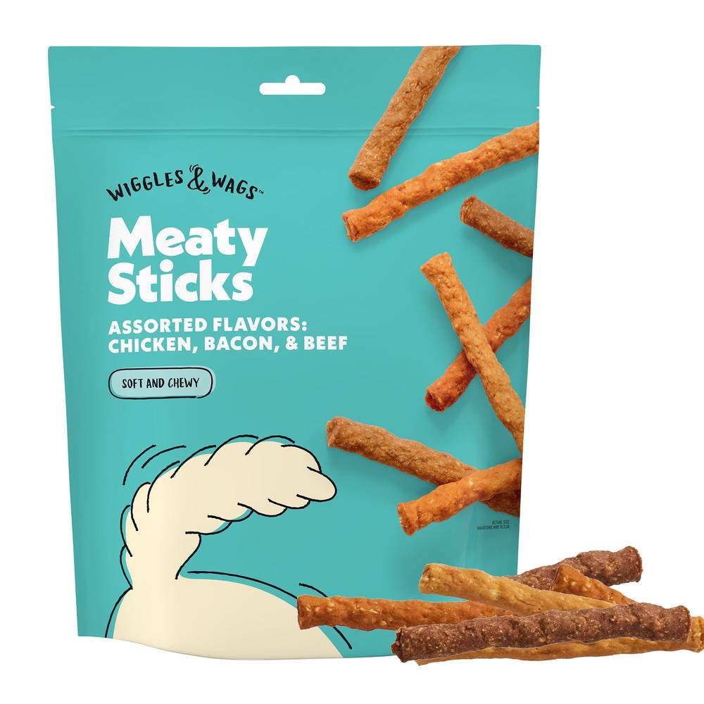 Wiggles & Wags Meaty Sticks Dog Treats (chicken-bacon-beef )