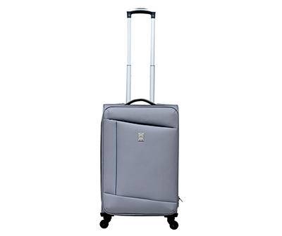 Weekend Traveler Contrast-Lines Lightweight Softside Spinner Carry-On Suitcase (gray)