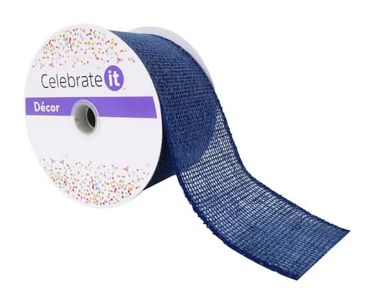 2.5" X 25Ft. Faux Linen Wired Ribbon By Celebrate It