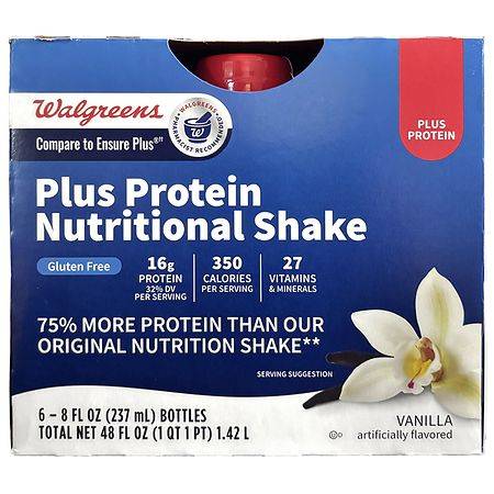 Walgreens Plus Protein Nutritional Shake, Vanilla (6 x 8 fl oz)