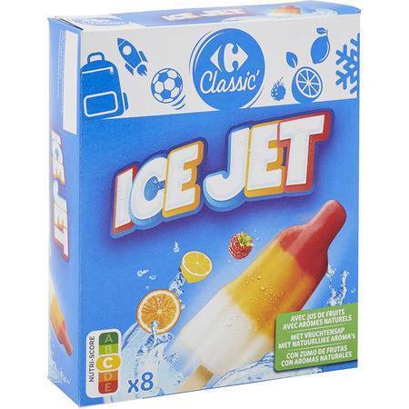 Carrefour Classic' - Glace à l'eau aux fruits ice jets (citron - orange - framboise)