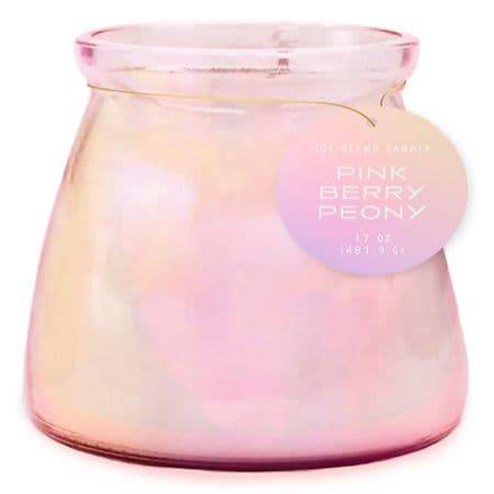 Modern Expressions Iridescent Glass Candle Peony ( pink berry )