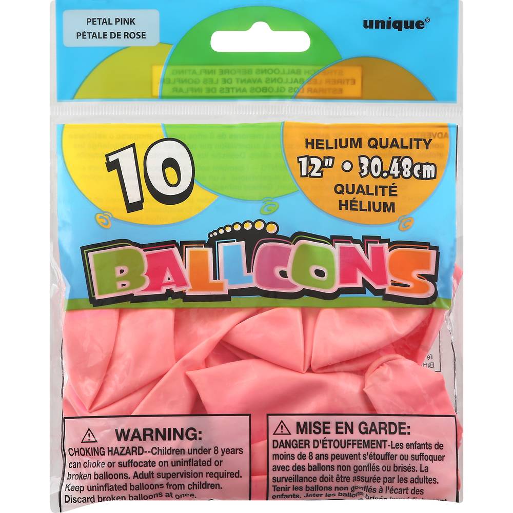 Unique Helium Quality Balloons, 12 Inch , Petal Pink (10 ct)