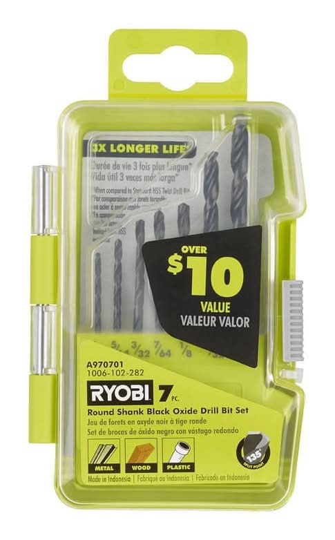 Ryobi Black Oxide Round Shank Drill Bit Set (7-Piece)