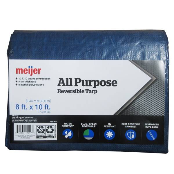 Meijer All Purpose Reversible Tarp Blue/Green, 8x10 ft