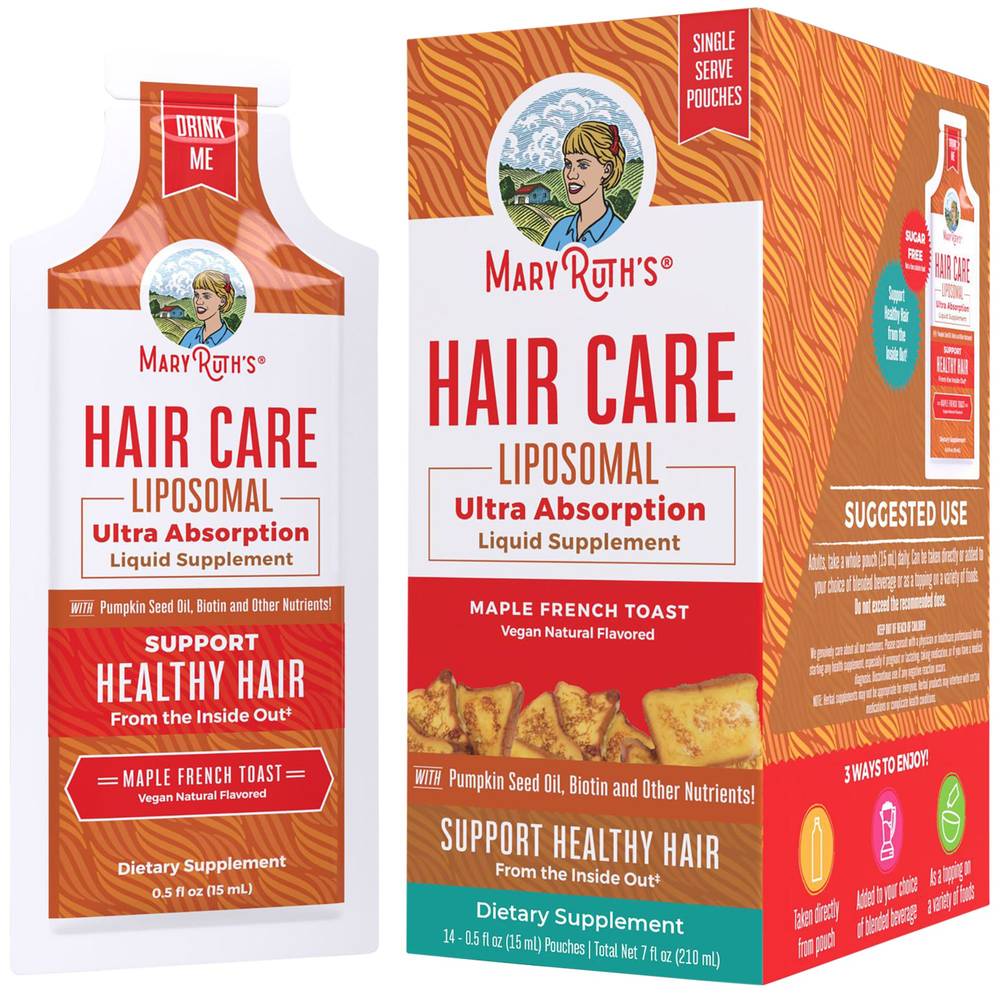 Hair Care Liposomal Liquid Packets With Biotin - Supports Healthy Hair - Maple French Toast (14 Single Serving Packets)