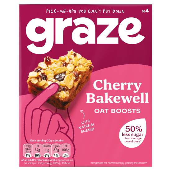 Graze Wholegrain Oat Flapjacks With Cherries and Almonds (4 pack)