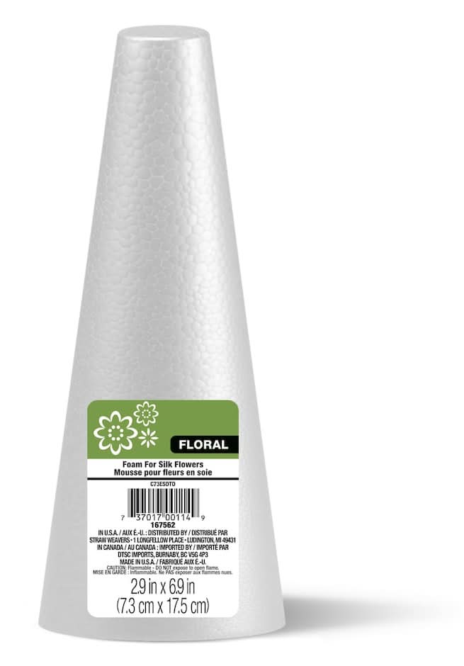 Craft Artisan Floral Foam Cones, 6.9x2.9 in, White