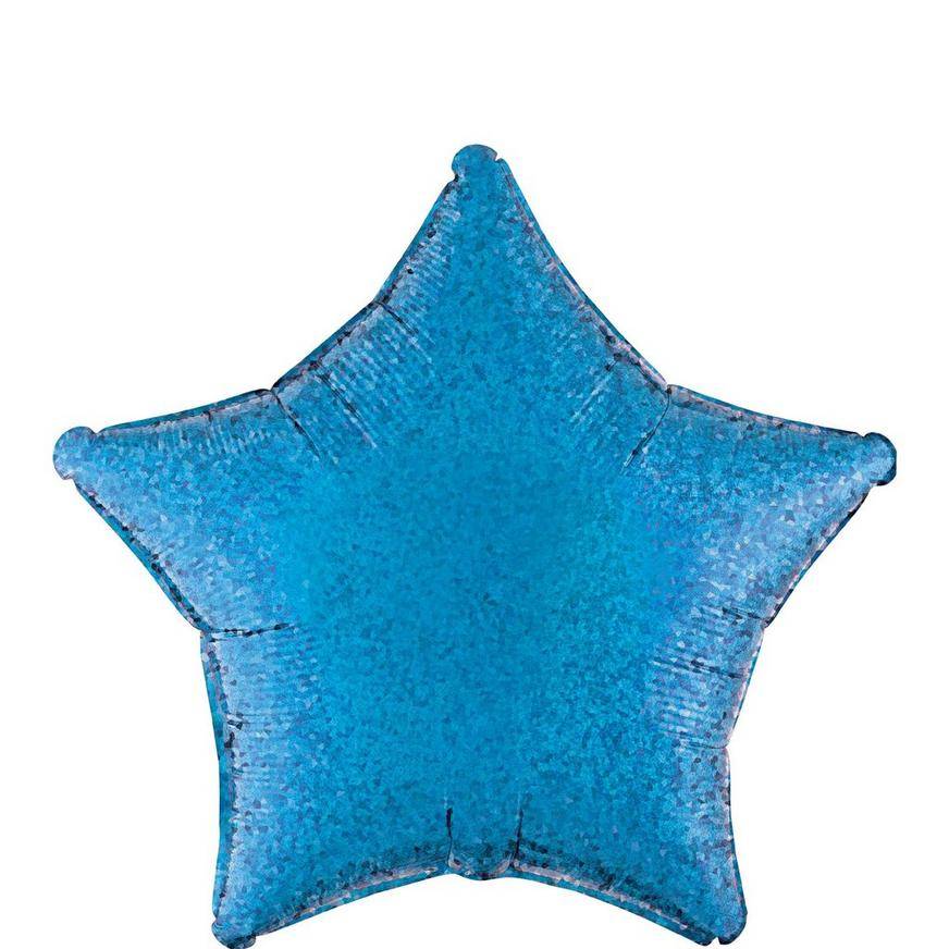 Uninflated Blue Star Balloon - Prismatic, 19in