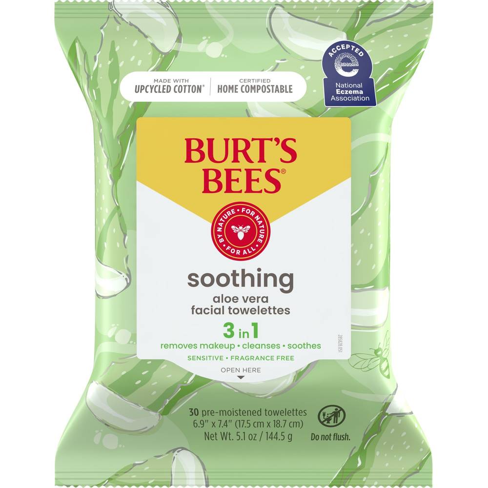 Burt'S Bees Facial Cleansing Towelettes For Sensitive Skin, 30 Ct