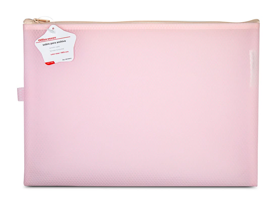 Office Depot · Sobre plástico para archivo, Carta, rosa