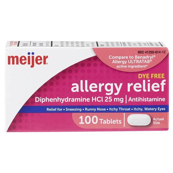 Meijer Allergy Relief Tablets Diphenhydramine Hci 125 mg (100 ct)
