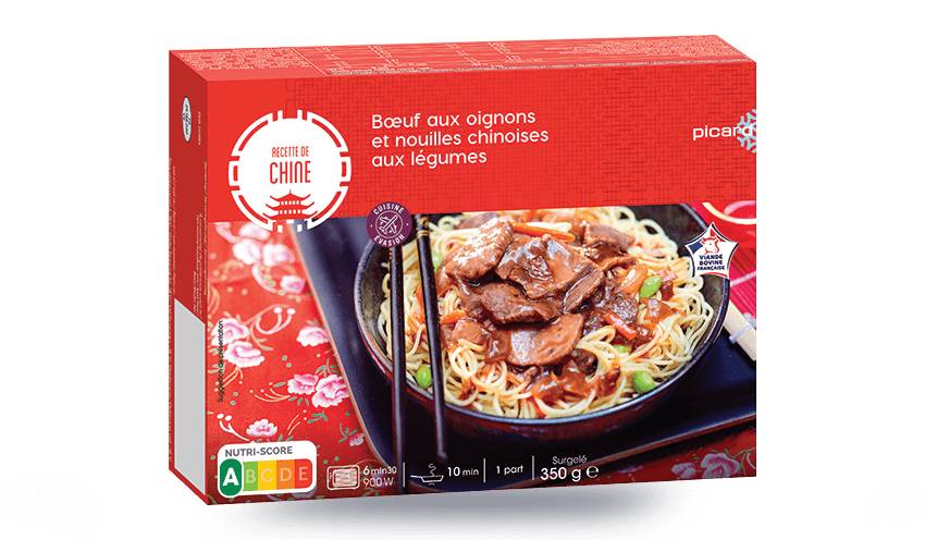 Bœuf aux oignons et nouilles chinoises aux légumes