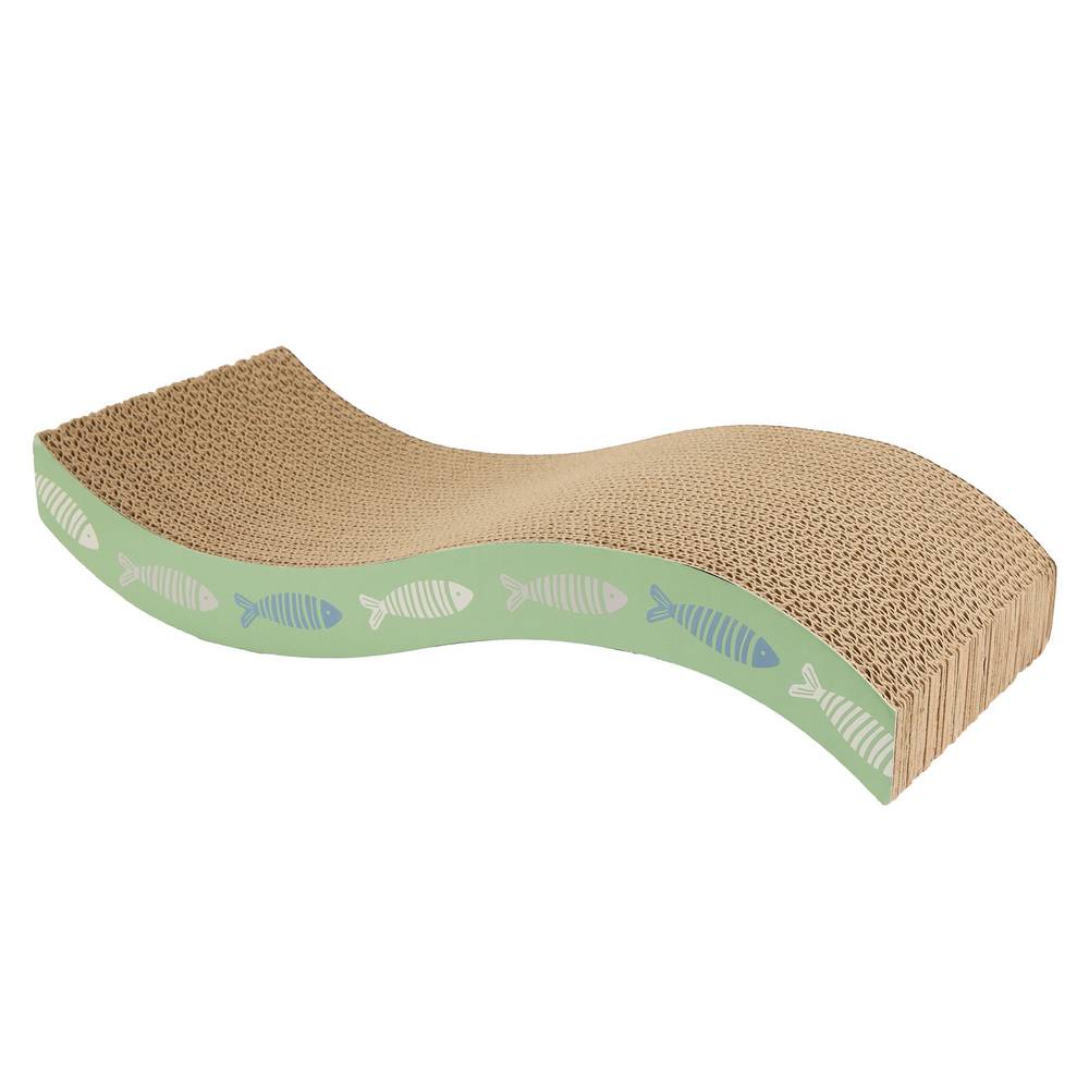 Whisker City Fish Wavy Basic Corrugate Cat Scratcher, Green