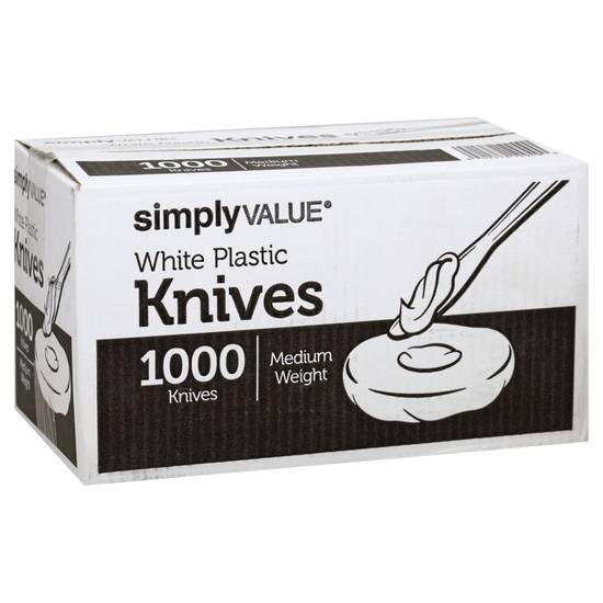 Simply Value Medium Weight White Plastic Knives (1000 ct)