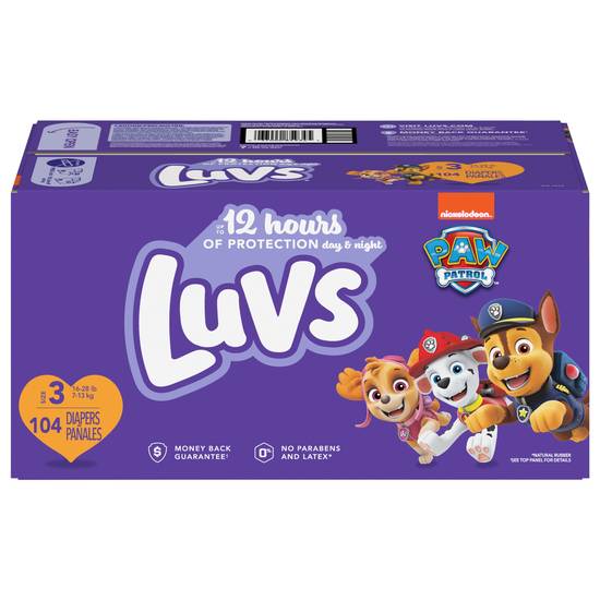 Luvs Triple Leakguards Extra Absorbent Diapers, Size 3 (104 ct)