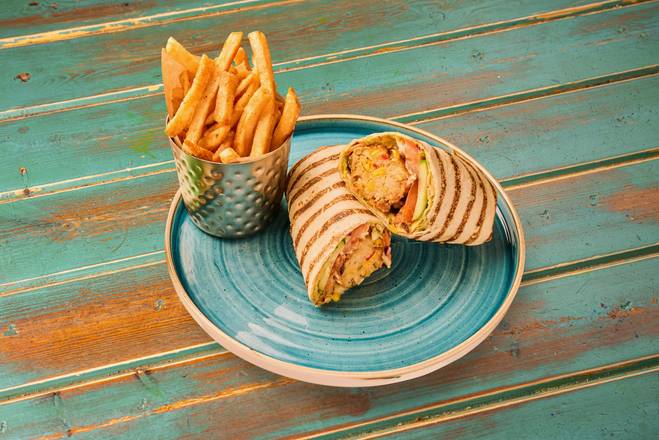 Sweetcorn Fritter Roti Wrap & Fries