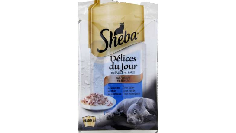 Sheba Sachets Délices du jour en sauce au poisson pour chat Les 6 sachets de 50g