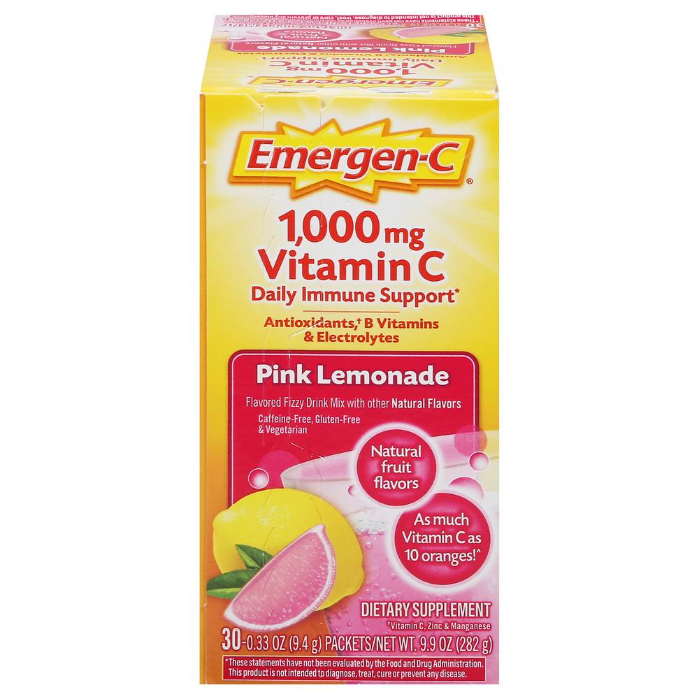 Emergen-C Vitamin C 1000 mg Pink Lemonade Fizzy Drink Mix (0.33 oz, 30 ct)