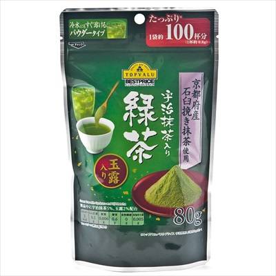 トップバリュ　ベストプライス　宇治抹茶入り緑茶　８０ｇ