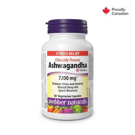 Webber Naturals Ashwagandha Reduce Stress & Sleep Aid Vegetarian Capsules 7200 mg (60 ct)
